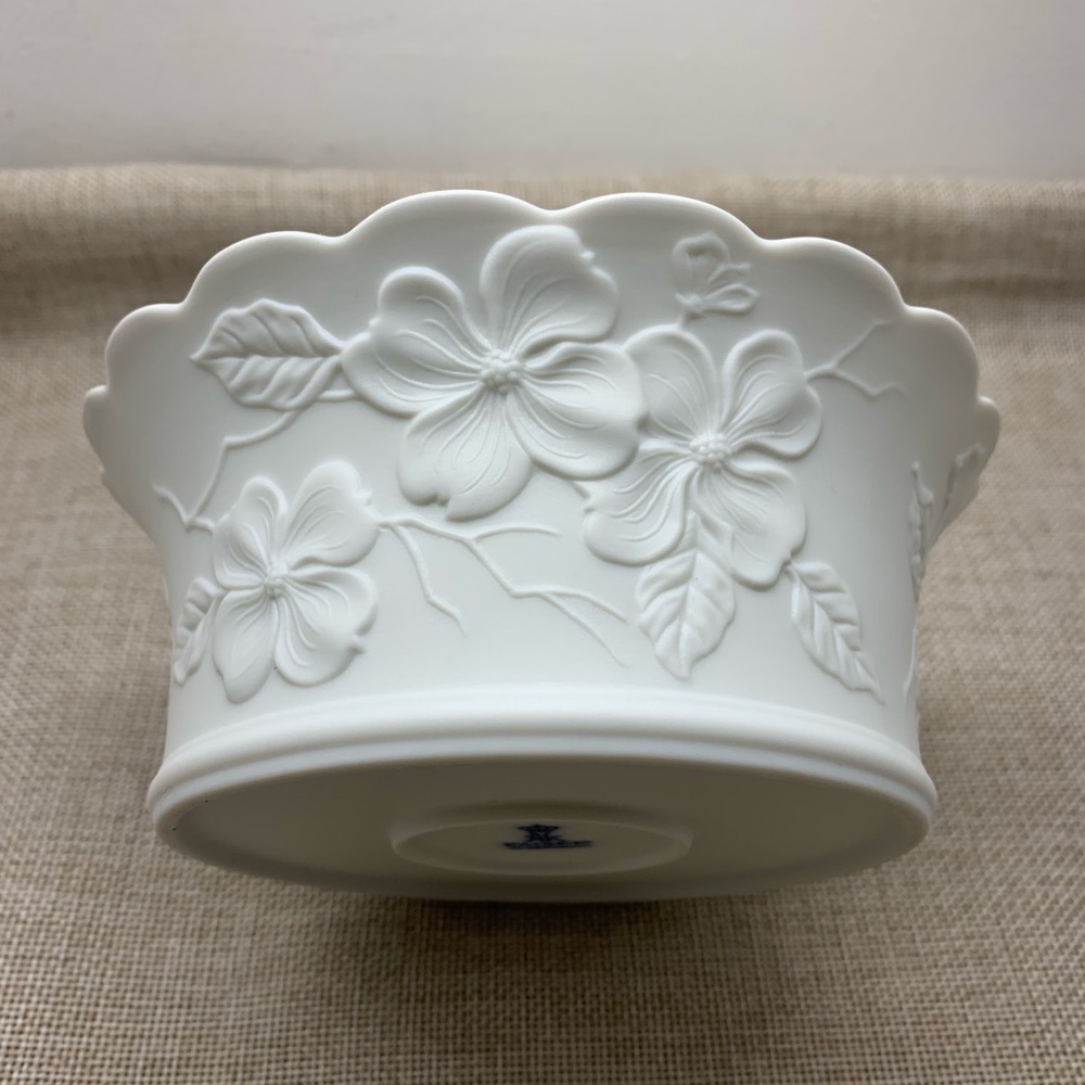 Vintage Kaiser W Germany White Porcelain Flower Design Bowl signed by M Frey